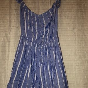 Stripped off the shoulder knee length dress